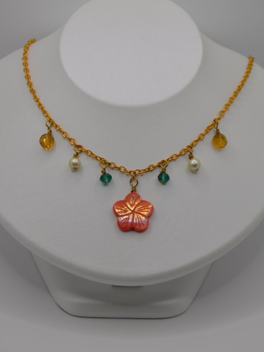 Gold Floral Charm Necklace